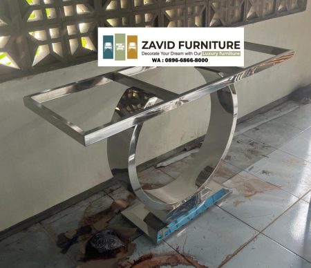 kaki meja konsul stainless silver bentuk cincin