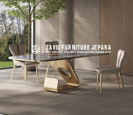 meja makan marmer mewah stainless bentuk terbaru kekinian