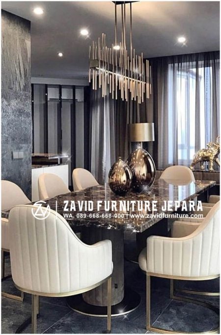 meja makan mewah kaki tabung