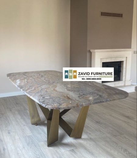 meja marmer abu besi