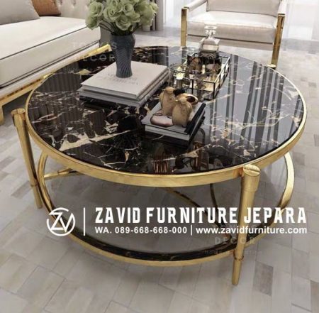 meja tamu black gold