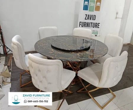 Meja Makan Marmer 6 Kursi Informa